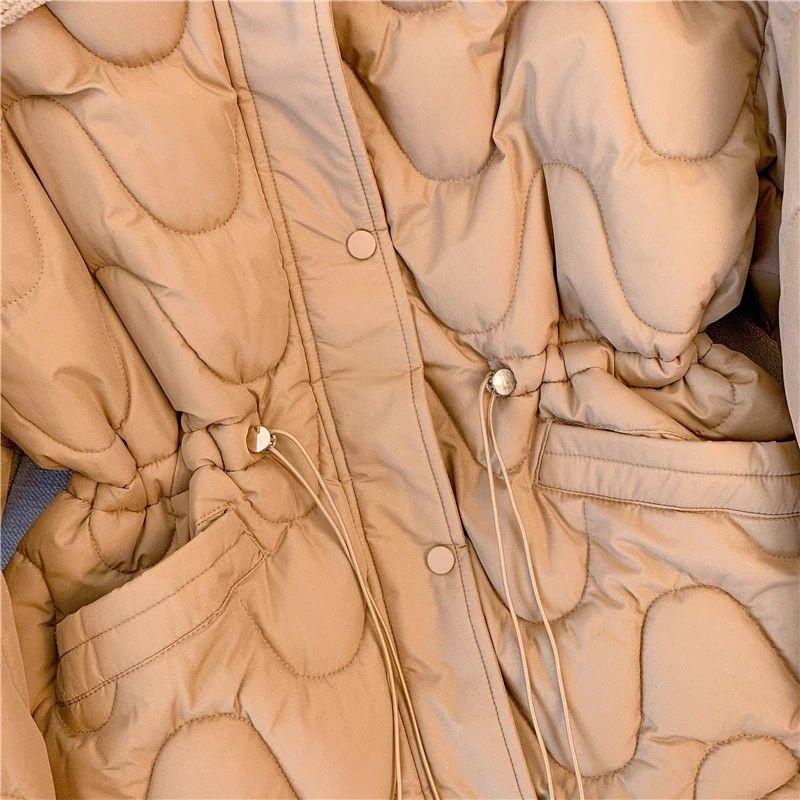 FiveFive Women's Puffer Jacket Waist Hugging Down Jacket Cotton-Padded Clothes High Sense Western Sle Outerwear