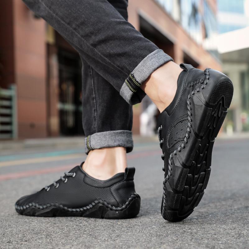 Мужская обувь для отдыха в стиле ретро, кожаные туфли большого размера из пеньковой веревки, мужская кожаная обувь ручной работы на шнуровке с резиновой подошвой для вождения автомобиля