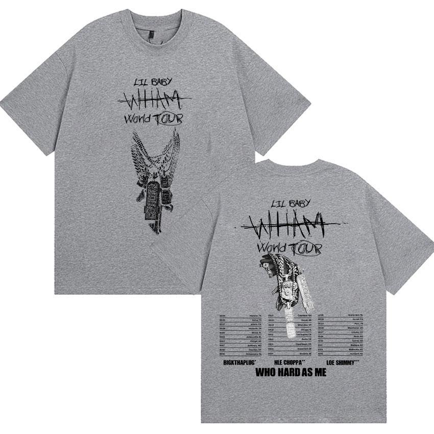 Рэпер Lil Baby Wham Мировой Тур 2025 Лето 100% Чистый Хлопок С Принтом Мужская Готическая Хип-Хоп Панк Мужская Ретро Оверсайз Y2k