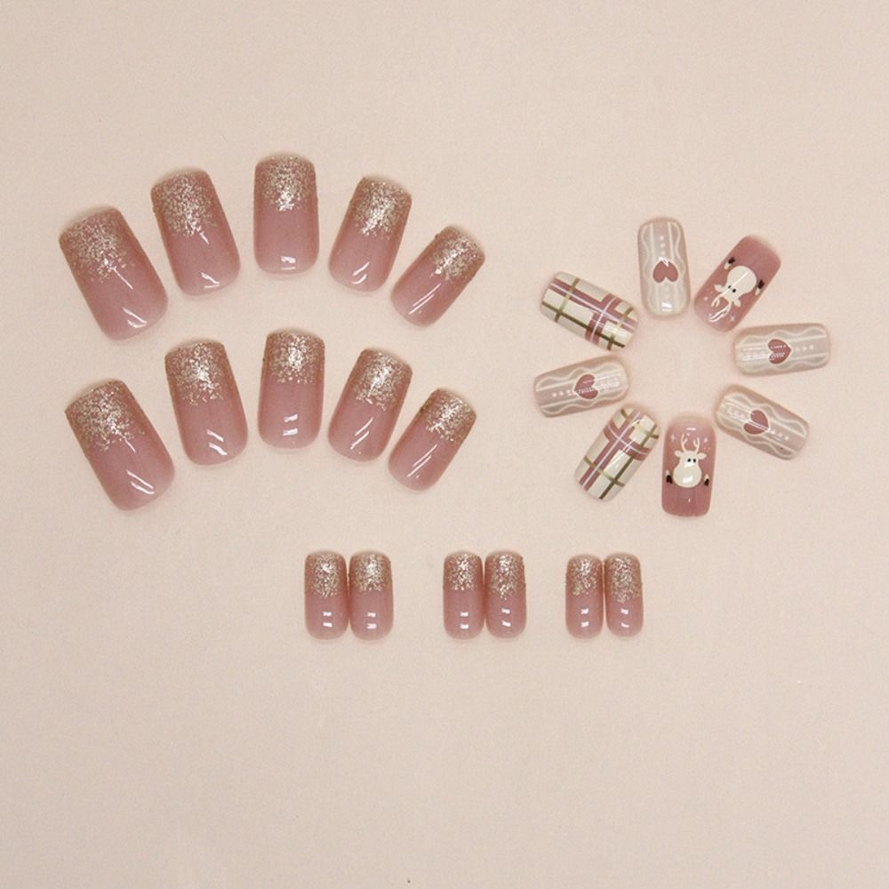 Аврора Французские Накладные Ногти Длинные Квадратные Типсы Мода Накладные Ногти Сделай Сам