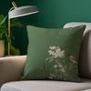 Цветок в китайском стиле Цветочный принт с птицами Наволочка Наволочка Защита от пылевых клещей Подушка Невидимая молния Шелковистый короткий плюш Соф
