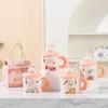 Small Gift Box Cartoon Rabbit Simple Suit Straw Cup with Lid Ceramic Cup Cute Souvenir Mug Home Use