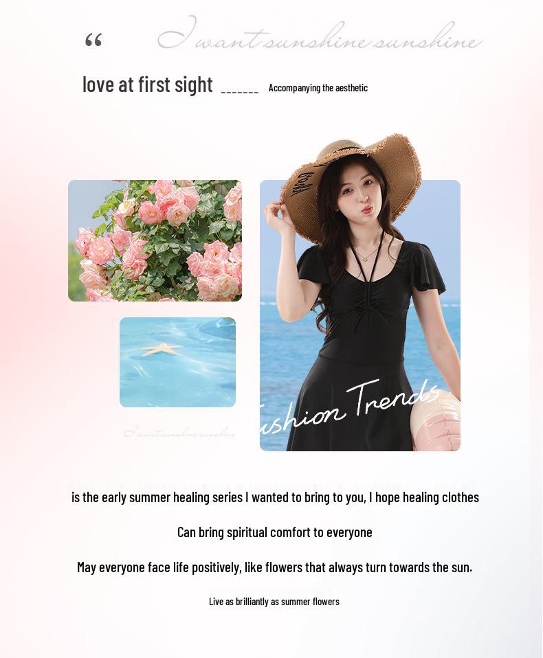 2026 Women's Summer Slimming One-Piece Swimsuit with Skirt - Stylish & Sexy for Vacation & Hot Springs