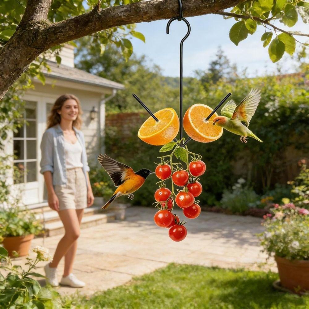 Metal Fruit Bird Feeder Hanging Hook Pet Food Storage Rack Hummingbird Feeder Yard Porch