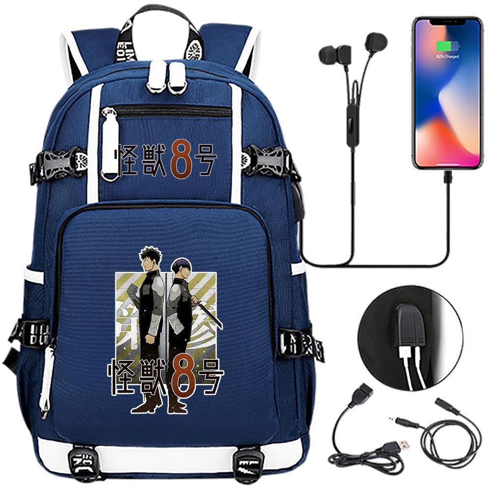 Kaiju 8 Printed USB Port Teen Student Backpack Casual Large Capacity Travel Daypack