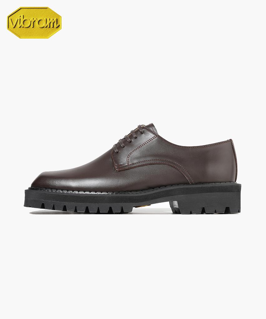 Firenze Atelier [Vibram] Square Toe Full Grain Commando Sole Cowhide Derby Shoes 8501 [Brown Fg]