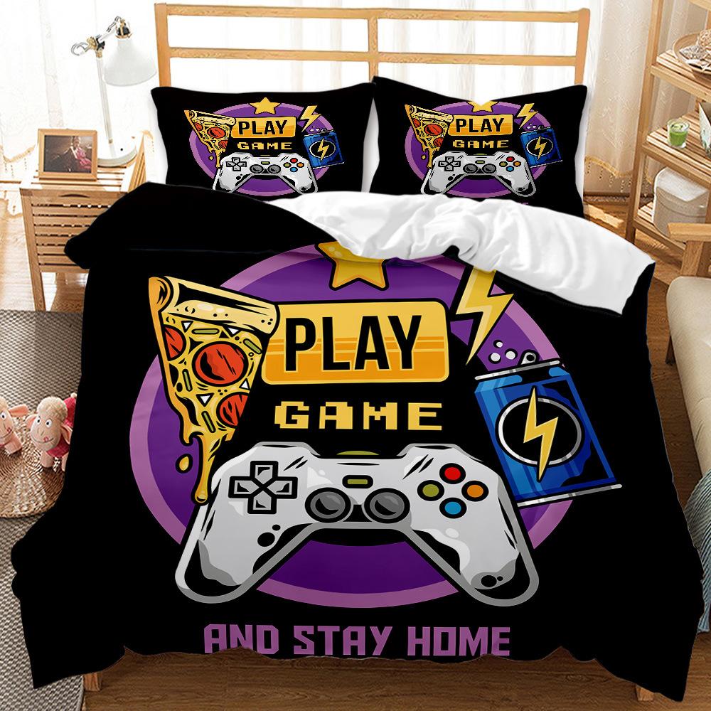Gamepad Mobile Game Elements 3D Digital Printing Bed Three-Piece Kit Quilt Cover
