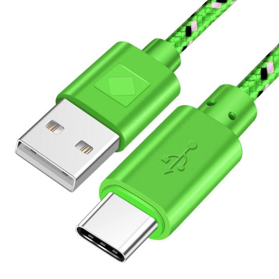 1М/2М Быстрый плетеный кабель Type-C USB для зарядки и передачи данных, многоцветный