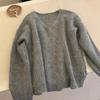 Рекомендуемые! Ленивый премиальный серый мягкий восковой мохеровый свитер воротник шерстяной вязаный топ женские новые осенне-зимние модели