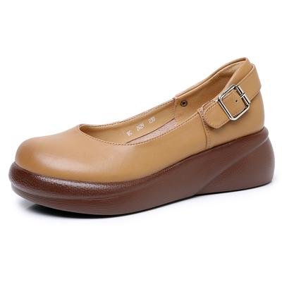 GKTINOO 2025 Новые весенне-осенние туфли из натуральной кожи в новом британском стиле, на толстой подошве, туфли-клинья, на мягкой подошве, слипоны, женские туфли