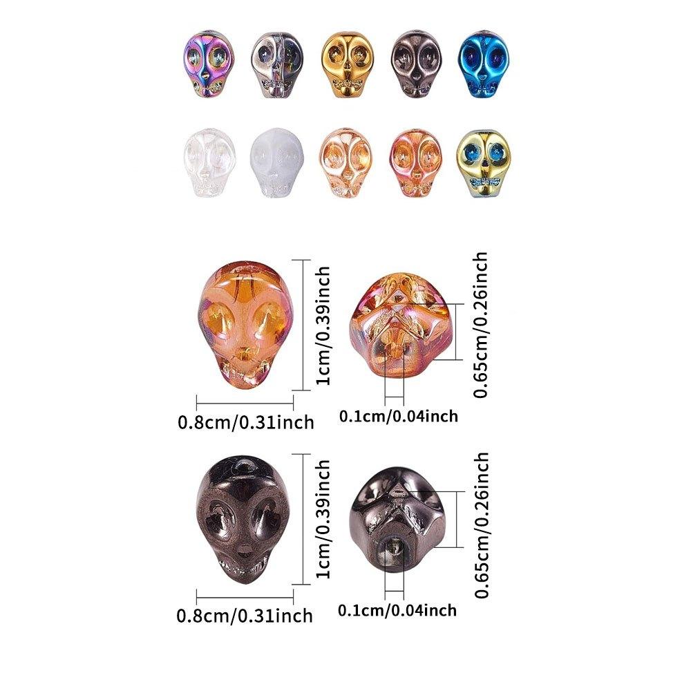 10/20/40 шт. Стеклянный материал AB цветной череп голова декоративные бусины DIY браслет ожерелье серьги брелок цепочка для ног цепочка для телефона