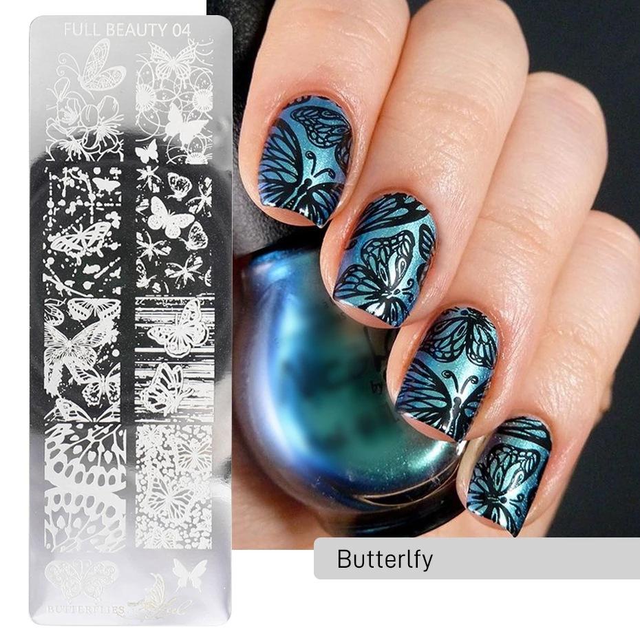 Прямоугольные штампы для дизайна ногтей своими руками, шаблоны изображений для дизайна ногтей из нержавеющей стали, 6 различных узоров