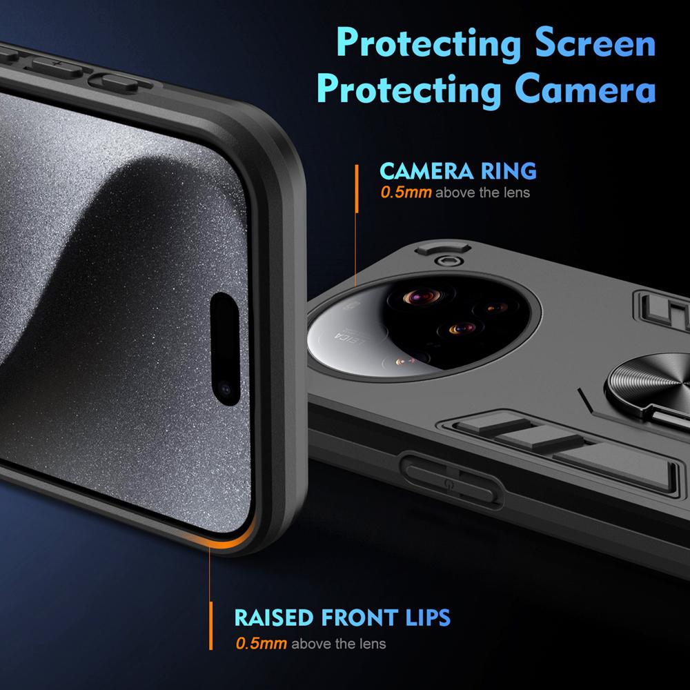 KEYSION Противоударный бронированный чехол для Xiaomi 15 Ultra Soft Silicone + PC Ring Stand Phone Back Cover для Xiaomi 15 Ultra 5G