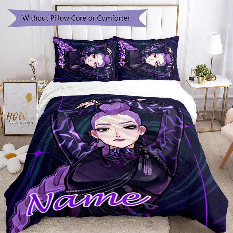 3pcs KPop Demon Hunters33 Cover Set - Personalized Name, HD Printed Bedding with 1 Cover and 2 Pillowcases - Perfect for Home Decor, Easy Care
