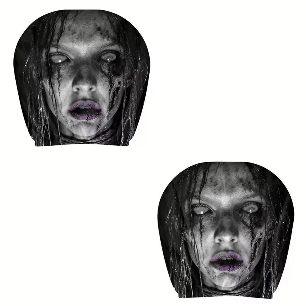 2Pcs Comfortable Halloween Car Headrest Cover Automotive Seat Headrest Cover All Seasons Use