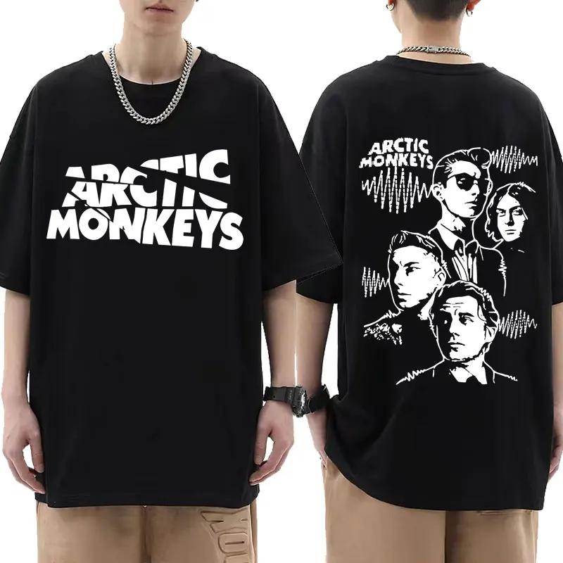Летняя мужская футболка Arctic Monkeys Inspired Album List Doodle Print Vintage Women Hip Hop Punk Short Sleeve T Shirts Streetwear