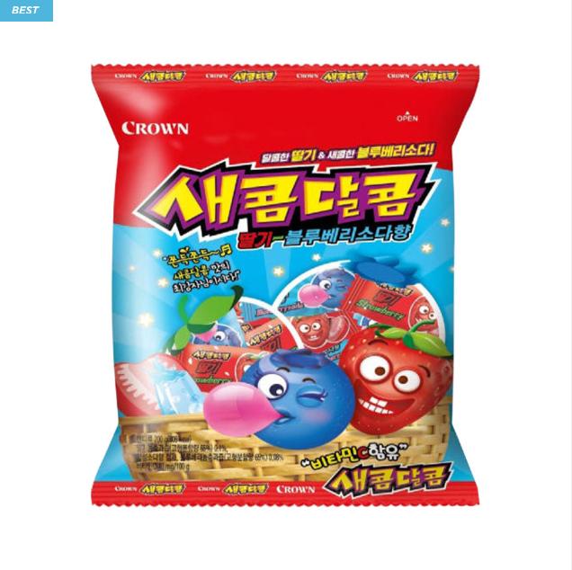 Crown Saekom Dalkom Strawberry Blueberry Soda Candy 200g – Sweet & Sour Korean Candy