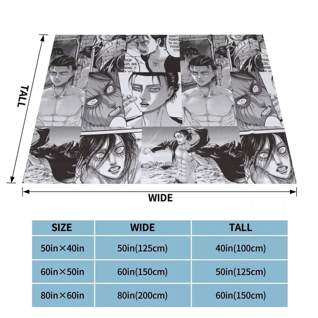 Eren Yeager Attack On Titan Blankets Flannel All Season Shingeki No Kyojin Anime Soft Throw Blankets for Home Car Bedspreads