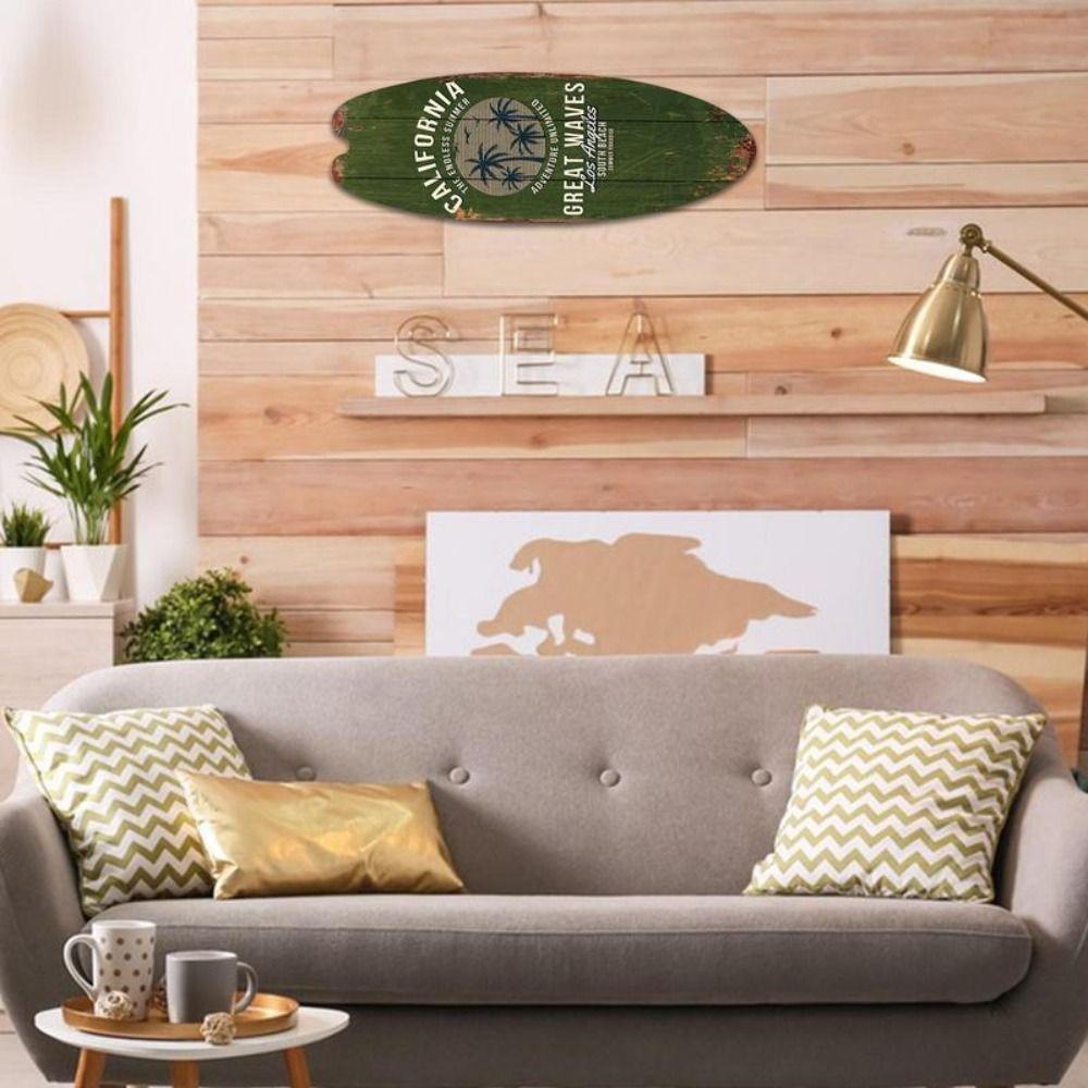 Exquisite Printing Wooden Surfboard Bright Marine Steering Wall Board Wooden Sign Home