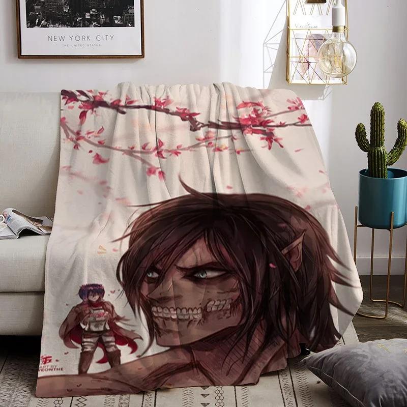Soft Blanket Luxury Attack on Titan Eren Yeager Thick Blankets for Winter Double Beds Knee Sofa Throw Bed Warm