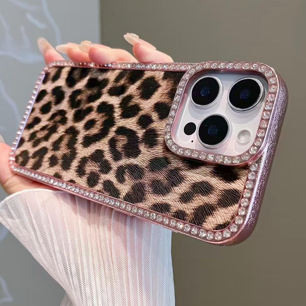 Роскошный чехол с леопардовым принтом для iPhone 16 Pro, покрытие Bling Diamonds, чехол Funda для iPhone 16 Pro Max 16Plus 15 14 13 12 11 Shell