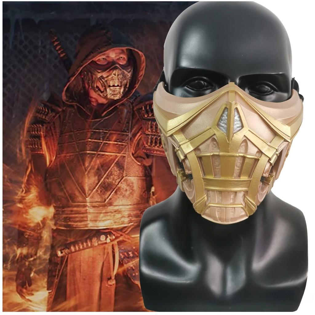 Латексная полумаска Скорпиона из Mortal Kombat для Хэллоуина и косплея