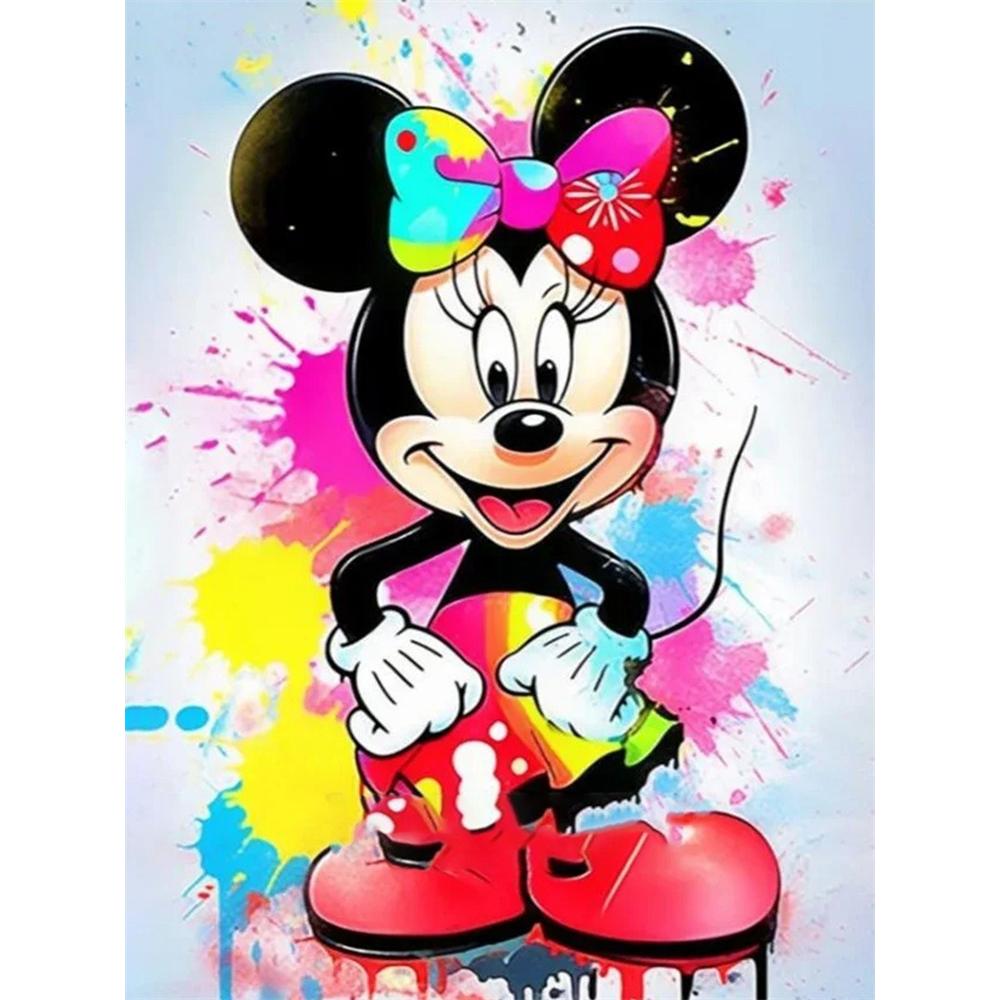 Disney Diamond Painting Minnie Mouse Splatter Graffiti Style Illustration Mosaic Embroidery Diamond Painting Cross stitch Home Decoration 5D DIY