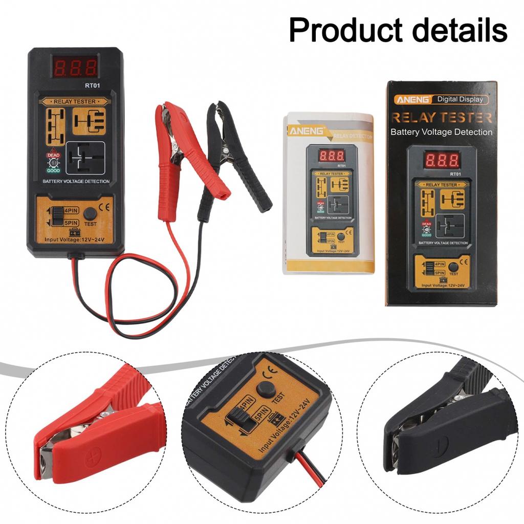 Car Relay Tester Digital Display 12V 24V Relay Analyzer Battery Tester
