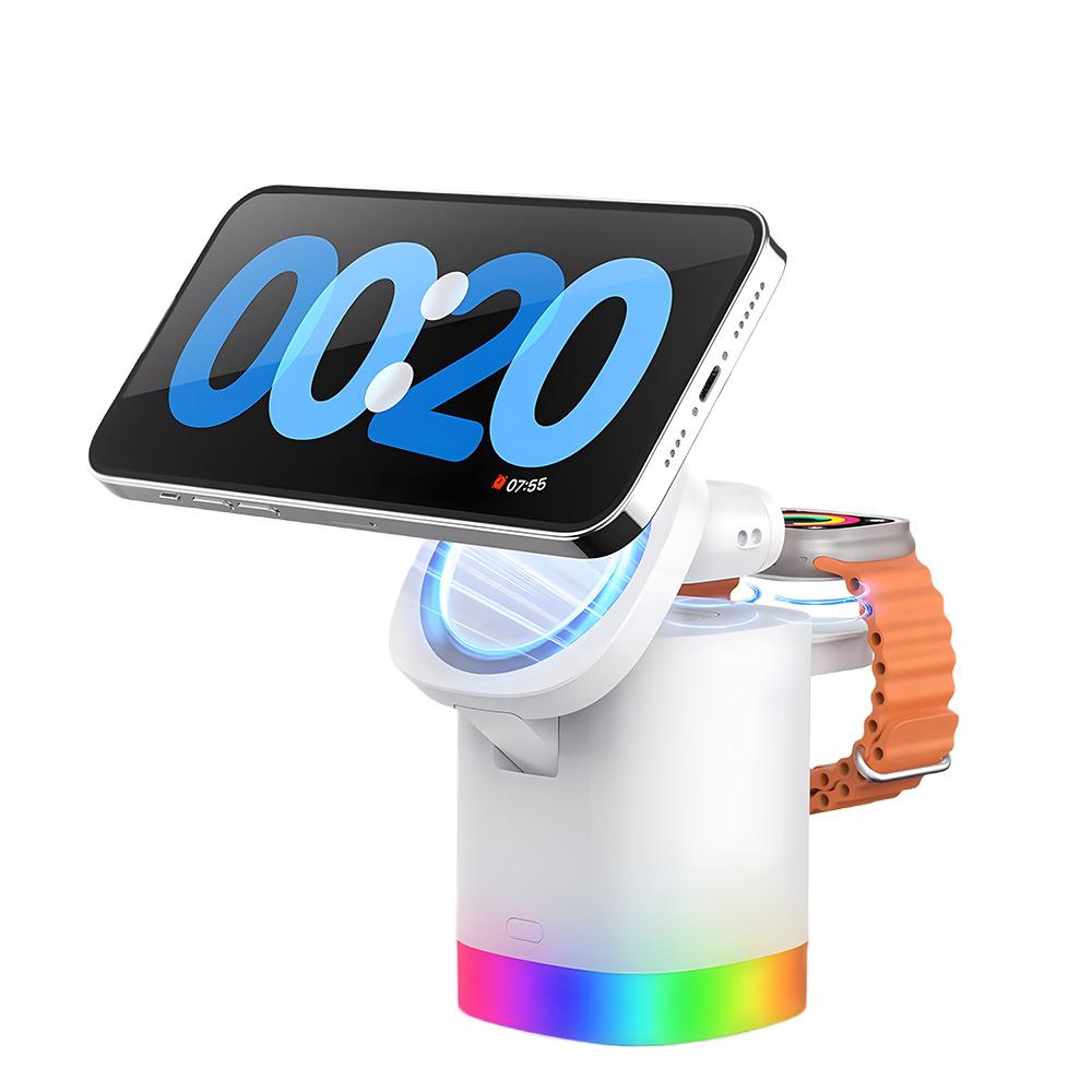 3 in 1 Foldable Magnetic Wireless Charger, Desktop Charging Stand for iPhone 17 16 15 14 13 12, Fast Charging Dock for Apple Watch AirPods