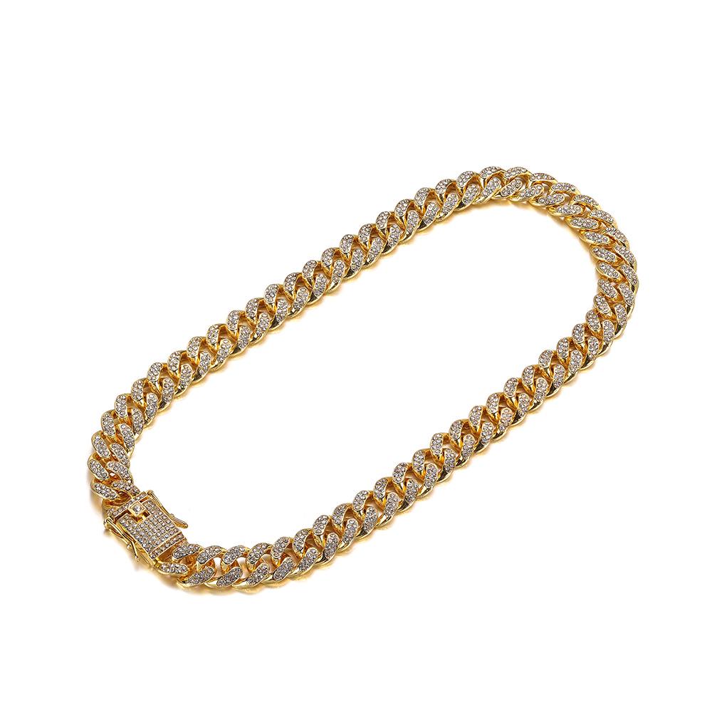 Unisex Hip Hop Diamond-Studded Cuban Chain Bracelet & Necklace