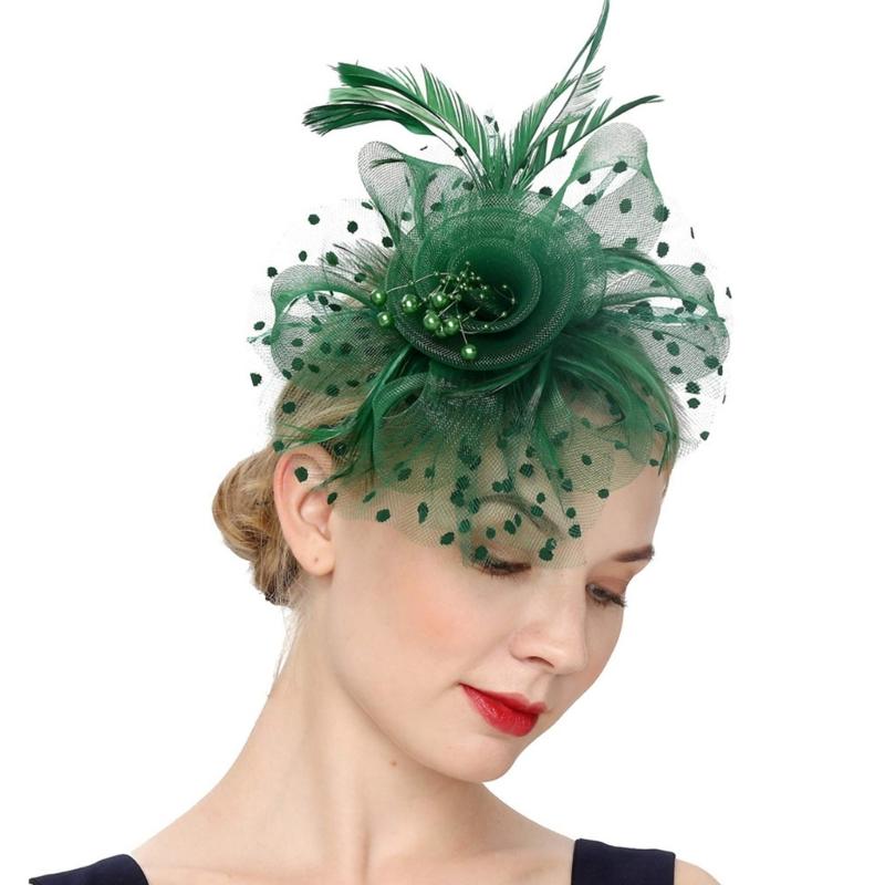 Шляпка-fascinator с перьями, топ-шляпа из тюля для девичника и тематических вечеринок, головной убор для коктейльной вечеринки, собрания, наряжания