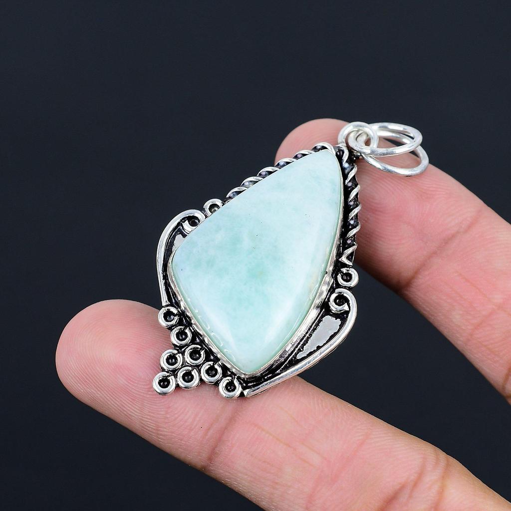 925 Sterling Silver Amazonite Gemstone Engagement Anniversary Pendant Jewelry