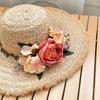 Women Straw Hat Imitation Flower Decor Wide Brim Sun Protection Hat Lightweight Quick-Drying Summer Sun Hat