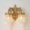 Европейский стиль медный кристалл французский гостиная спальня прикроватная тумбочка лестница проход зеркало передний настенный светильник E14 AC110V 220V