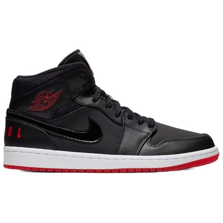 Jordan 1 Mid Черный Университетский Красный BQ6578-001