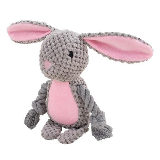 Плюшевая жевательная игрушка для собаки, пищащая плюшевая игрушка-животное для собаки, мягкие чучела с веревочными лапами, игрушка для прорезывания зубов щенка для агрессивных жевателей