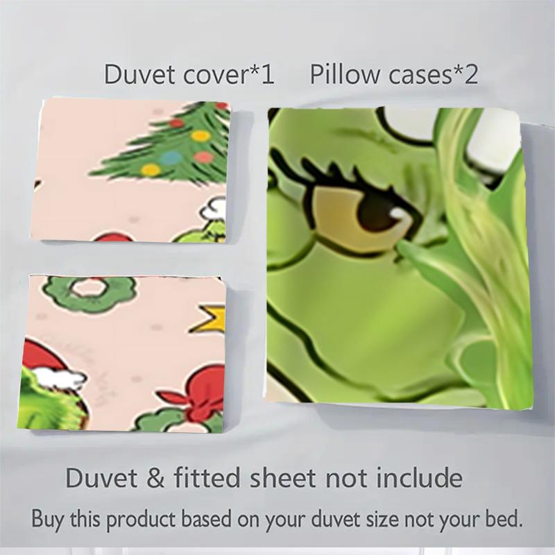 3Pcs Christmas Grinch Bedding Sets For All Sizes New 3D Printed Bed Cover Comforter Duvet Cover Pillowcase Bedroom Decoration