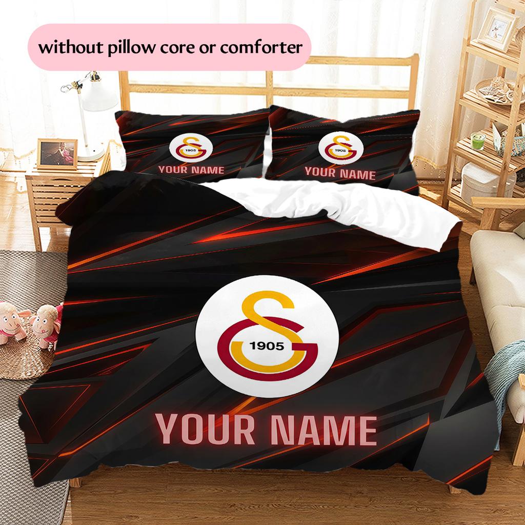 Custom Name Galatasaray Pattern Bedding Quilt Set Home Decoration Gift (1 * duvet cover + 2 * pillowcase without core)
