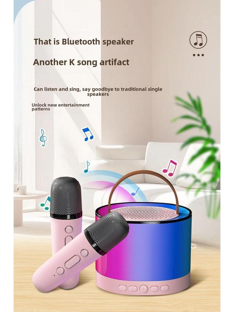 Портативный Bluetooth-динамик K52 с двумя микрофонами для караоке на открытом воздухе и дома