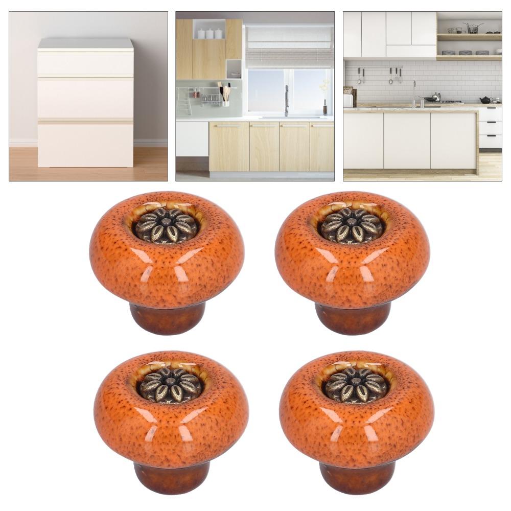 4pcs Easy Install Door Knobs Round Drawer Knobs Vintage Cabinet Handles Living Room