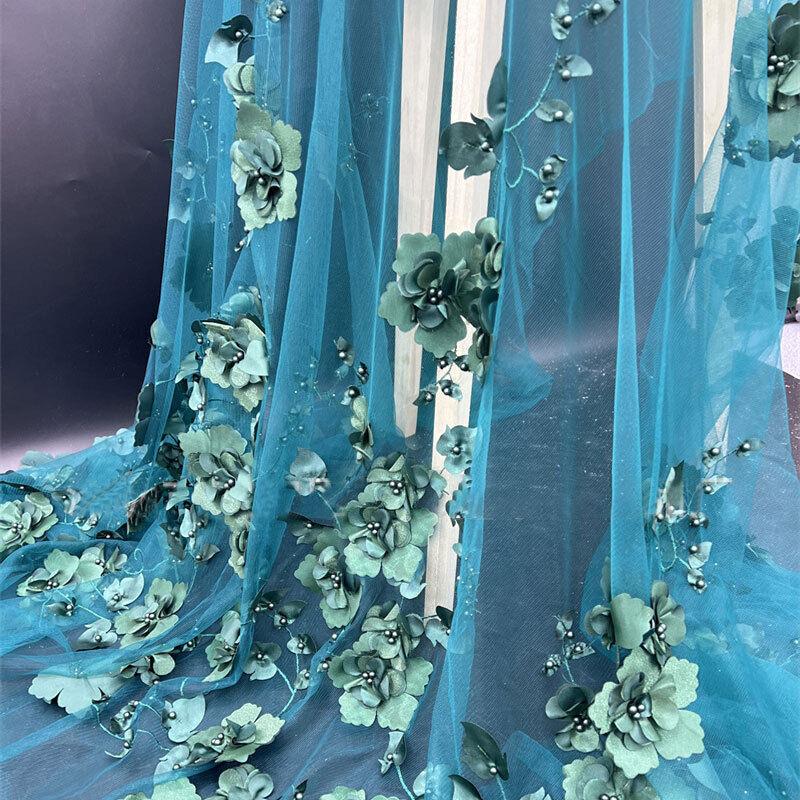 3DЦветочная Сетчатая Кружевная Ткань для Одежды Женское Свадебное Платье Вышитая Ткань DIY Шитье Платье-Халат Тюль Французская Гипюровая Африканская Кружевная