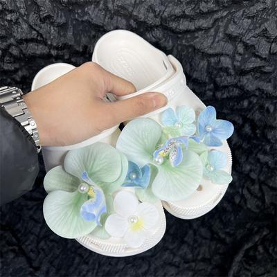 Мятно-зеленый, Орхидея-бабочка, Гибискус, Высококлассное ощущение, Пряжка для обуви, Персонализированная креативность, Весенне-летняя пряжка для обуви с отверстиями, Украшение для обуви