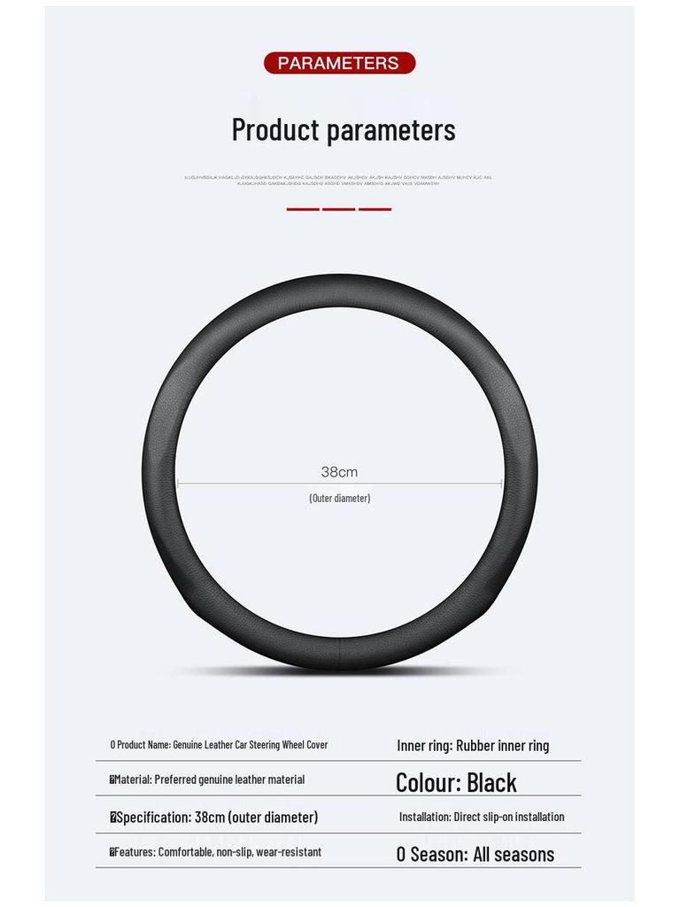 Genuine Leather Steering Wheel Cover for Buick: Regal, LaCrosse, Verano, Envision S, Enclave, Encore, GL6