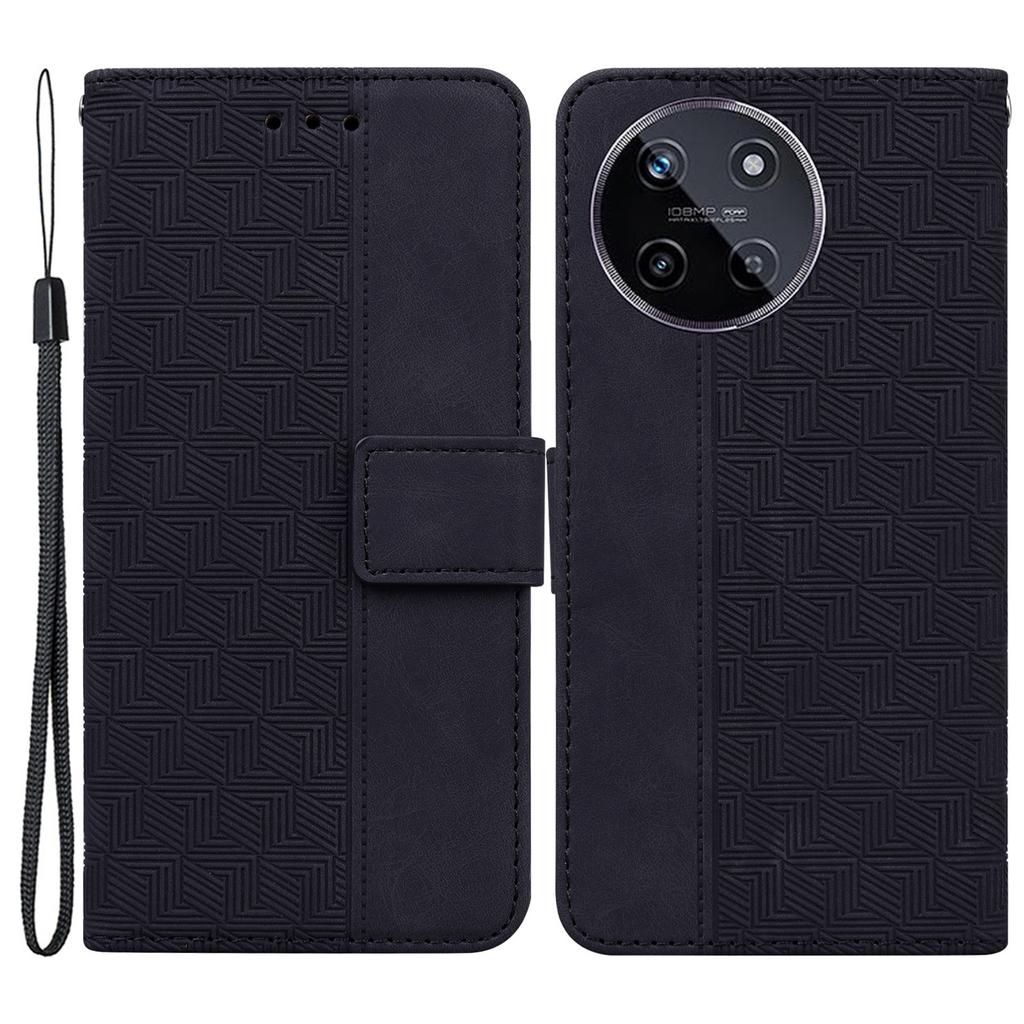 For Realme 11 4G (159.9x73.3x7.95mm) Leather Case Geometry Pattern Phone Wallet