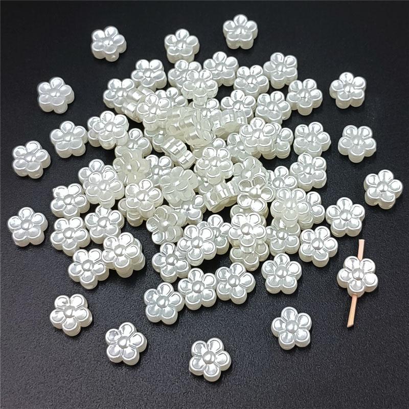 50/100 шт. модные перфорированные цветочные украшения, аксессуары, трехмерные бусины из искусственного жемчуга ABS, ожерелье, браслет, ручная работа