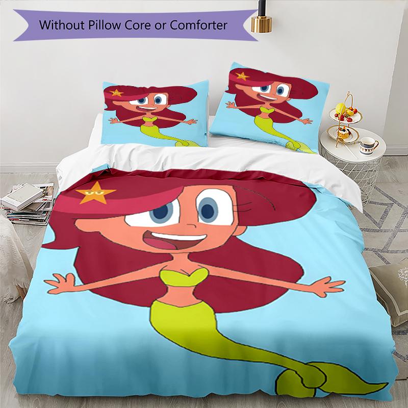 3pcs Zig & Sharko Bedding Set Duvet Cover Closure Includes 1 Duvet Cover & 2 Pillowcases, Soft and Comfortable for All Seasons.