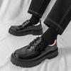 Fashion New Thick Soled Casual Men's Leather Shoes Minimalist British Style Design Leisure Office and Business Adult Suit Shoes -46