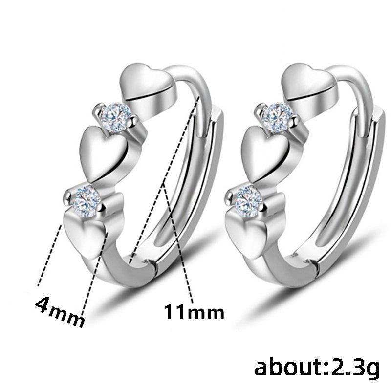 Xiaoqing Fresh Wind Simple Ear Buckle, Fashionable Love Peach Heart Shape Glossy Earrings Ear Jewelry