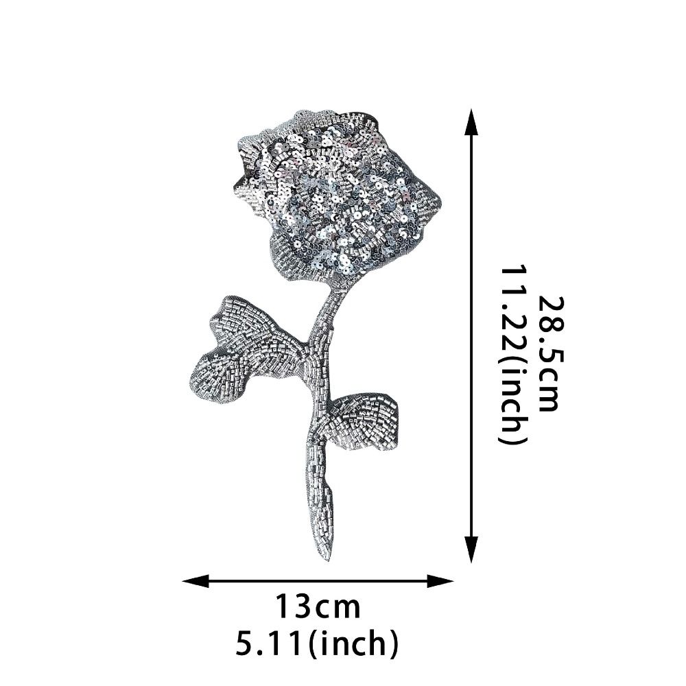 2PCS Handmade Sequin Rose Appliques Flower Clothing Applique Delicate Clothing Patches  Women