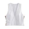 Fashion Style Summer New Arrival Women's Hawksbill Effect Trim Vest-Style White Tops Mid-Waist Culottes 8338730